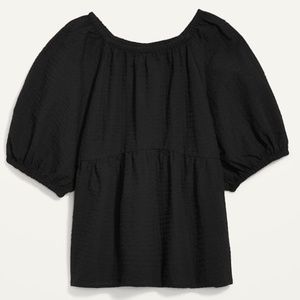 NWT Puff-Sleeve Seersucker Babydoll Swing Blouse, OLD NAVY